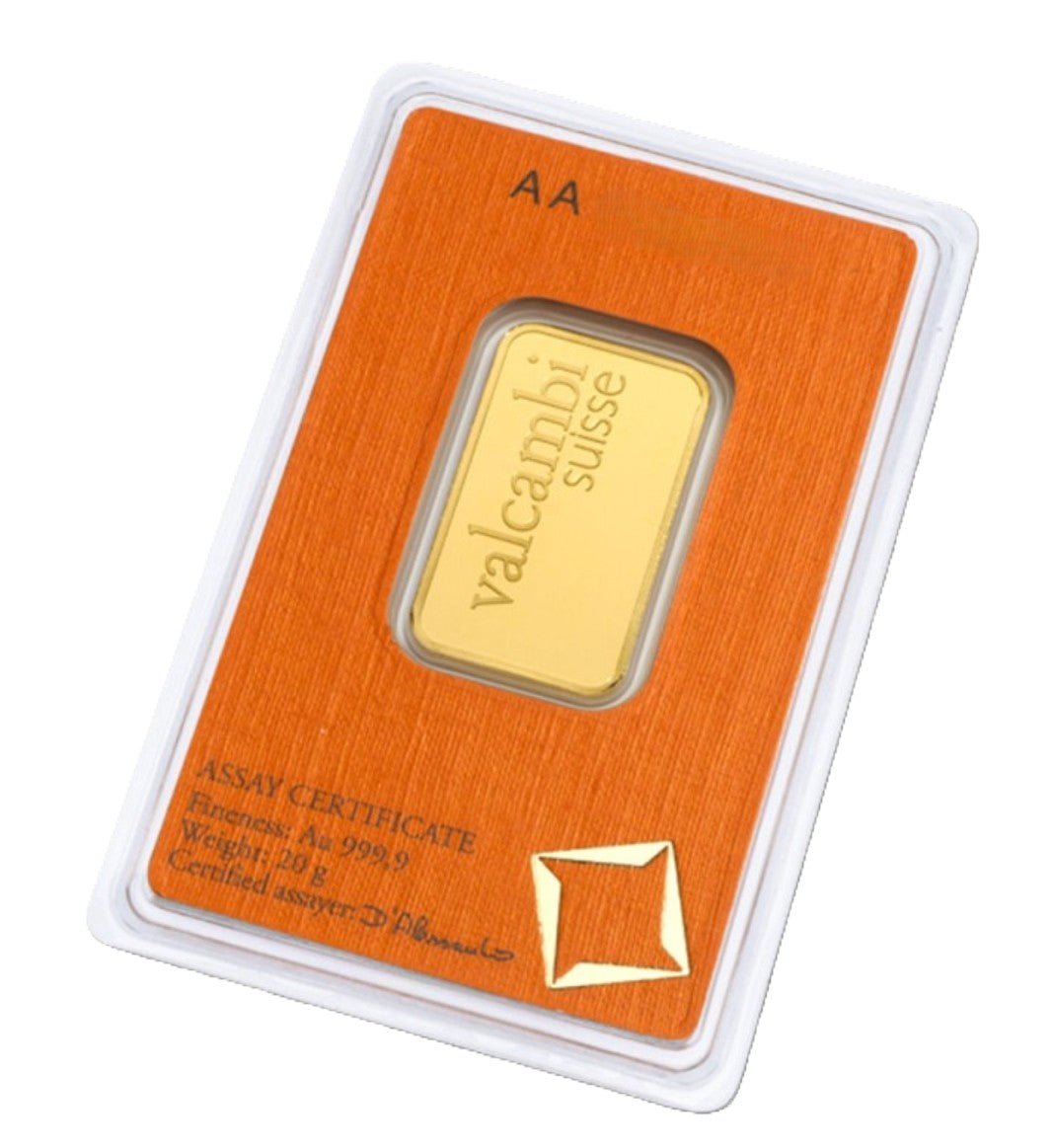 Goldbarren 20 Gramm Valcambi Suisse Gold 999 im Blister**