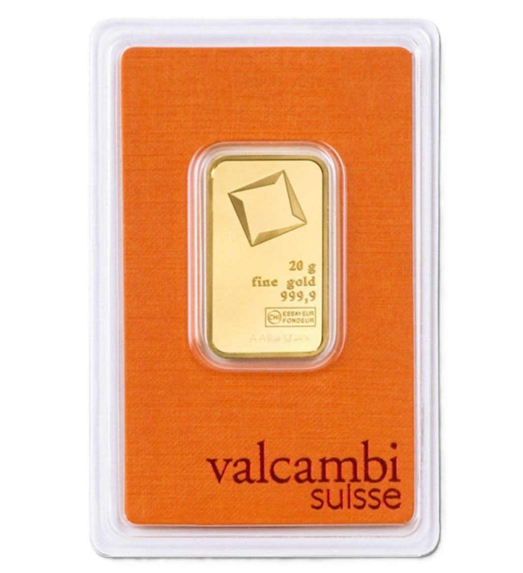Goldbarren 20 Gramm Valcambi Suisse Gold 999 im Blister**