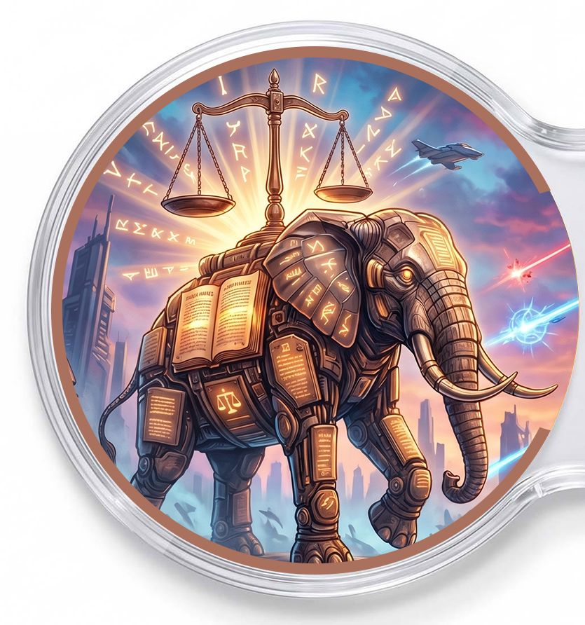 Kupfermedaille 2 x 1 oz Doppelkapsel - Fantasy - Justitia Elefant vs. Feuerwolf