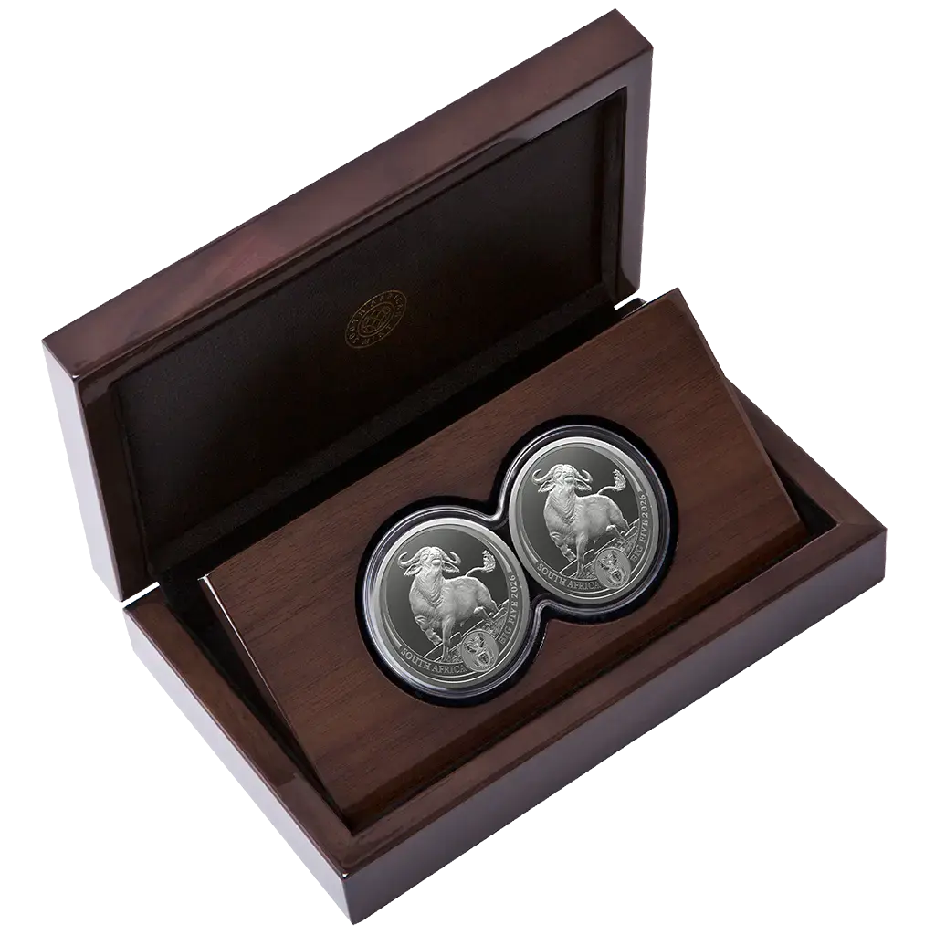 Big Five III (5.) Büffel 2026 Set - 2 x 1 oz Silbermünze in Doppel-Kapsel PP