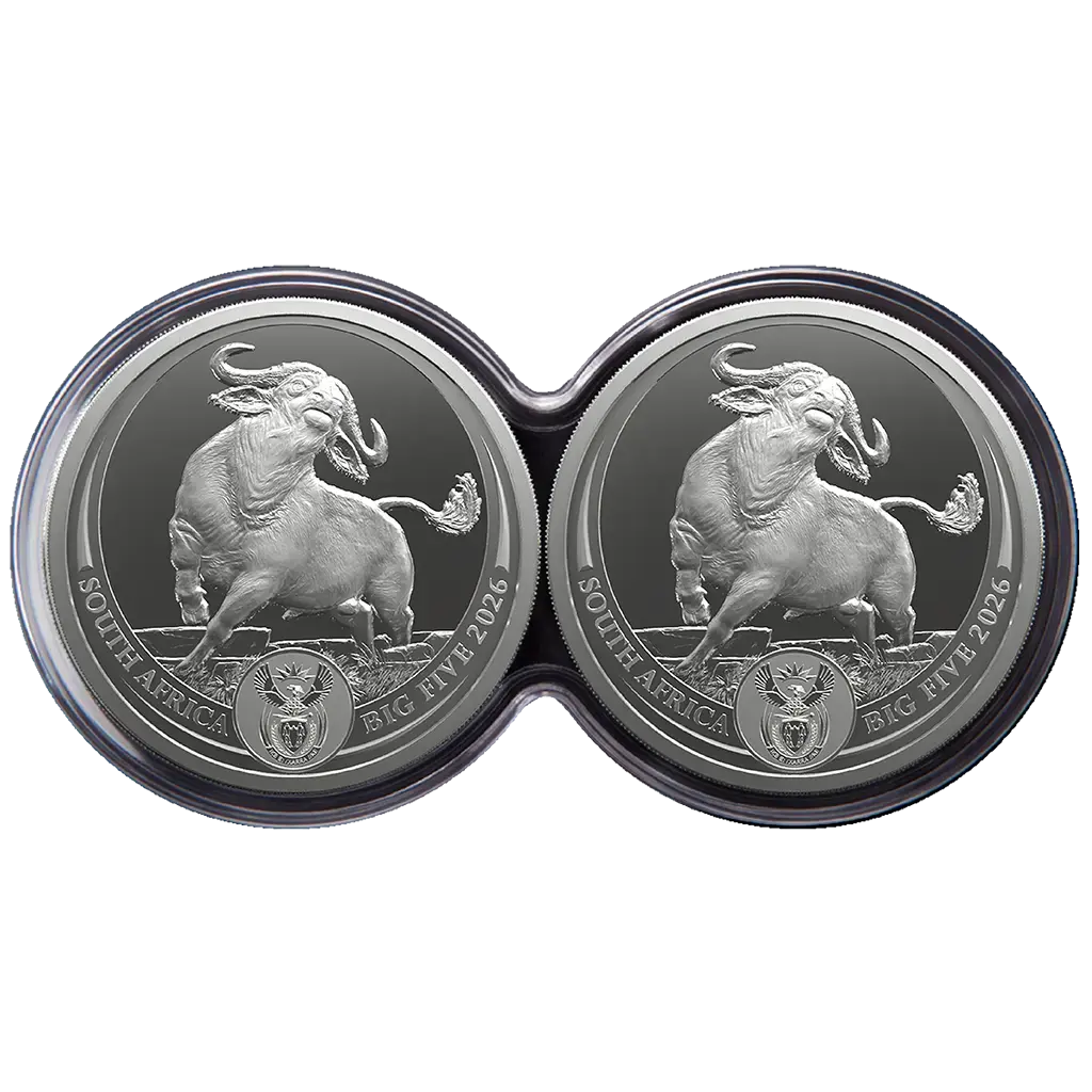 Big Five III (5.) Büffel 2026 Set - 2 x 1 oz Silbermünze in Doppel-Kapsel PP