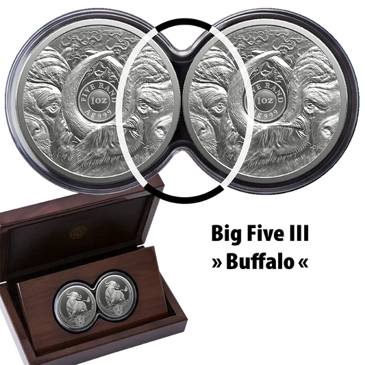Big Five III (5.) Büffel 2026 Set - 2 x 1 oz Silbermünze in Doppel-Kapsel PP