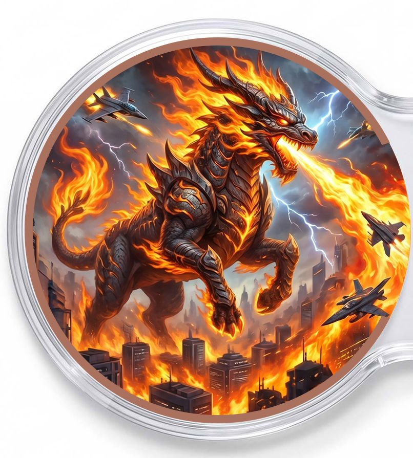 Kupfermedaille 2 x 1 oz Doppelkapsel - Fantasy - Feuerdrache vs. Wasserdrache