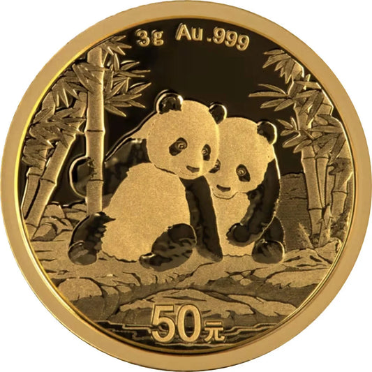 China Panda 2026 3 Gramm Goldmünze 50 Yuan**