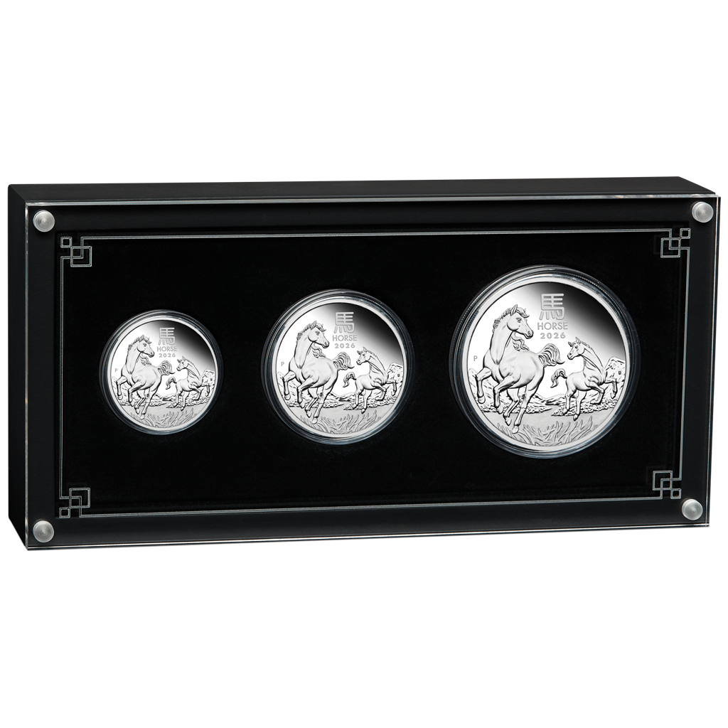 Lunar III Jahr des Pferdes 2026 3,5 oz Silbermünzen Set PM PP in Box***