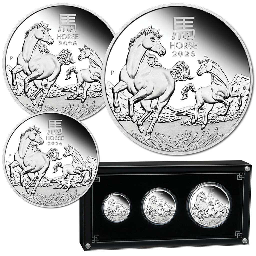 Lunar III Jahr des Pferdes 2026 3,5 oz Silbermünzen Set PM PP in Box***