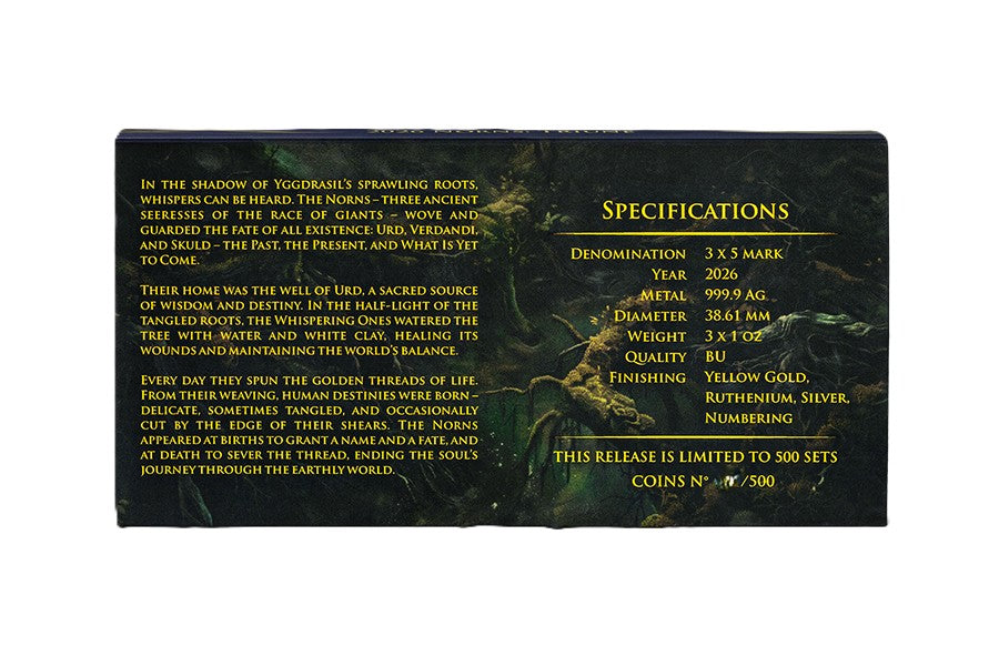 Germania Mint - Norns Triune Set 2026 - Ruthenium Gilded - 3 x 1 oz Silbermünzen