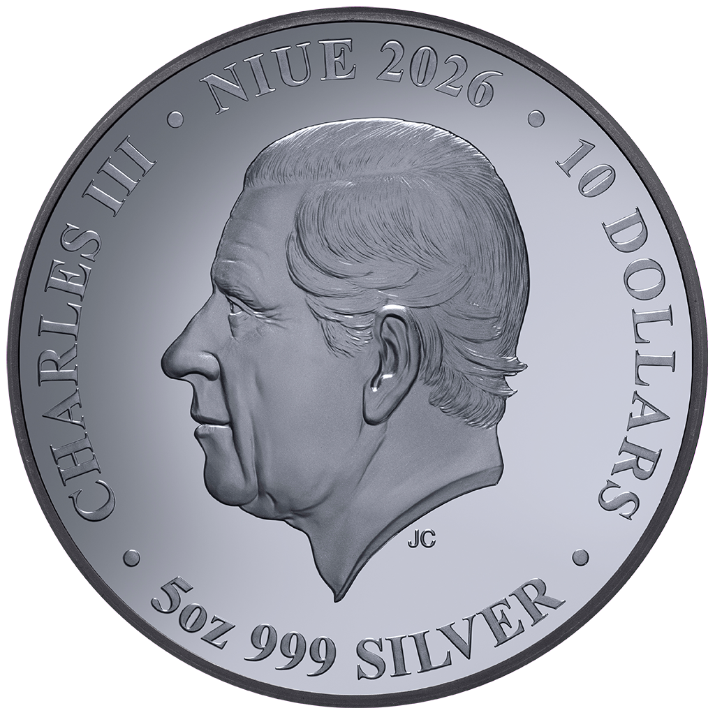 Niue - Lunar - Jahr des Pferdes - 2026 - 5 oz Silbermünze Teilvergoldet Black Proof***