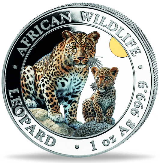 Somalia Leopard, 1 oz Silbermünze, 2024 color Farbe*