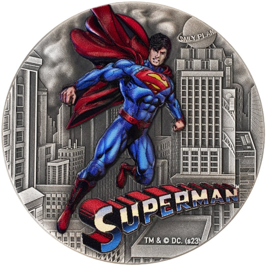 Superman™ - DC Comics™ - 2 oz Silbermünze 2023 - Antik Finish High Relief Coloriert