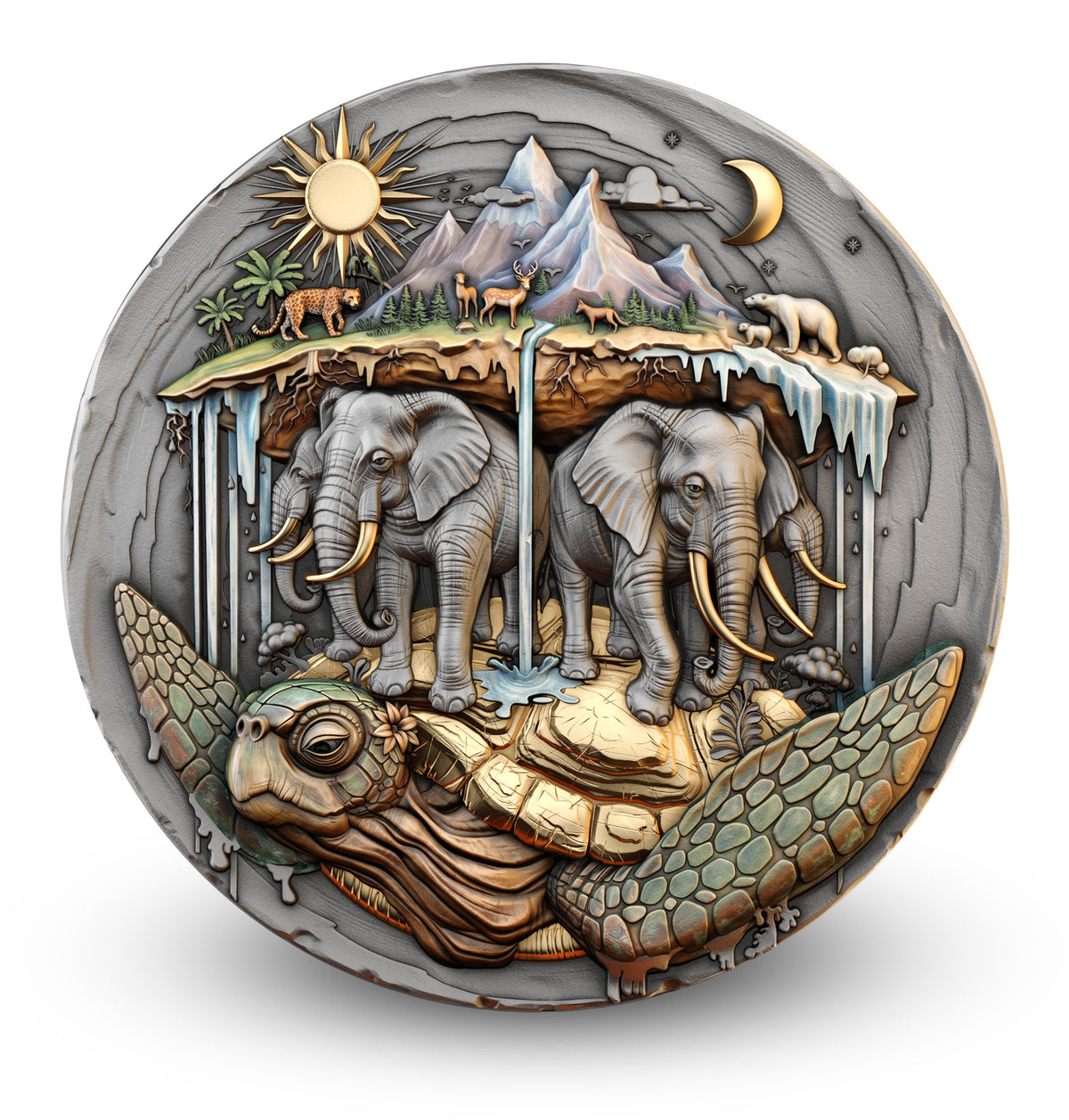 T&S - AKUPARA - 2026 - 2 oz Silbermünze High Relief Antik Finish Farbe teilvergoldet