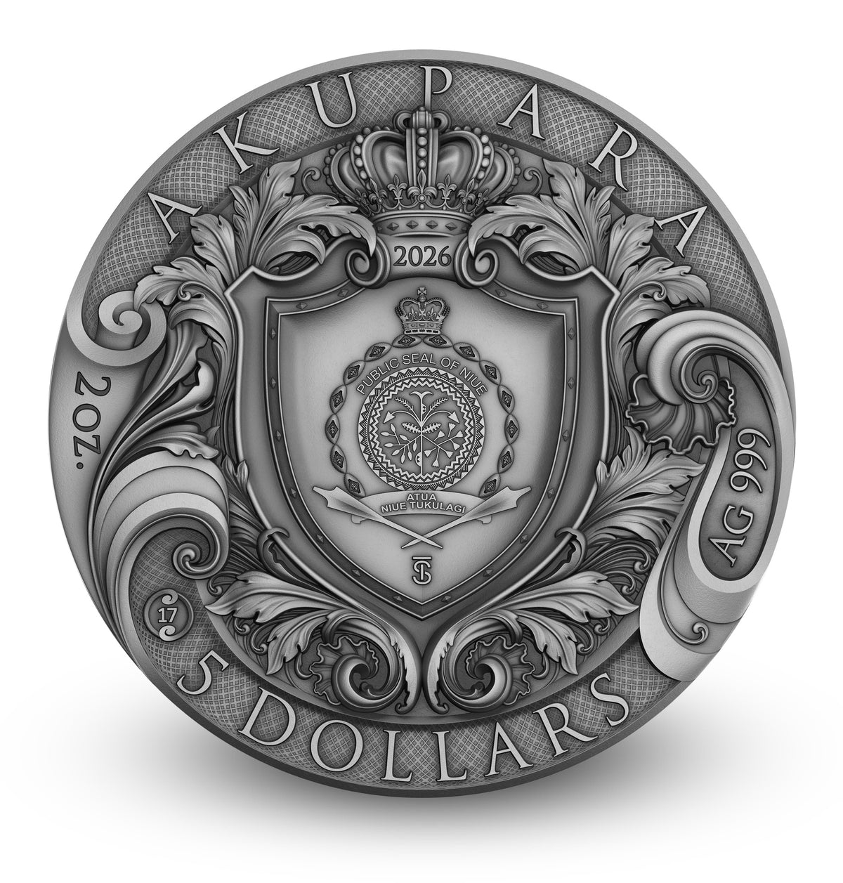 T&S - AKUPARA - 2026 - 2 oz Silbermünze High Relief Antik Finish Farbe teilvergoldet