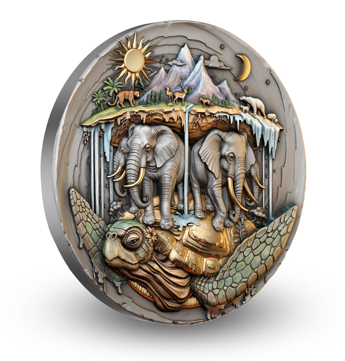 T&S - AKUPARA - 2026 - 2 oz Silbermünze High Relief Antik Finish Farbe teilvergoldet