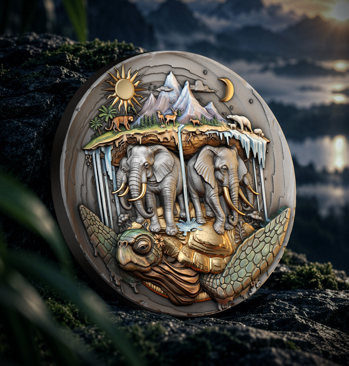 T&S - AKUPARA - 2026 - 2 oz Silbermünze High Relief Antik Finish Farbe teilvergoldet