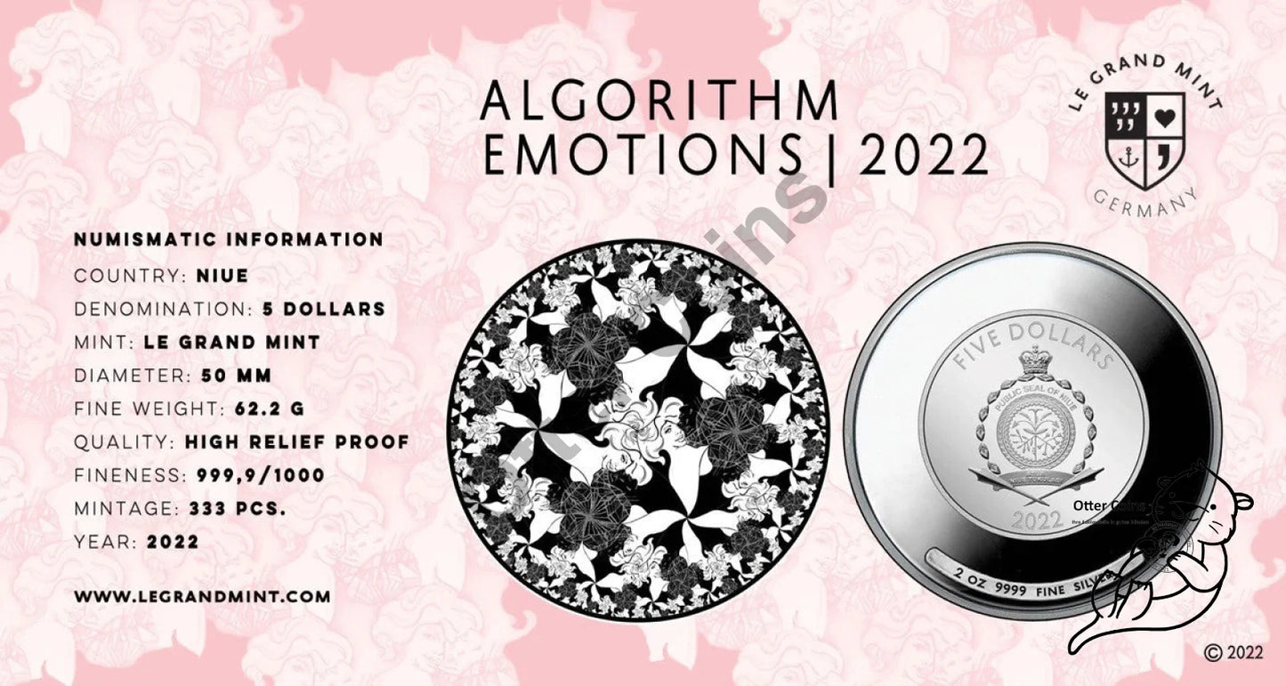 NIUE Algorithm ``Emotions´´ 2 oz Silbermünze 2022 Proof