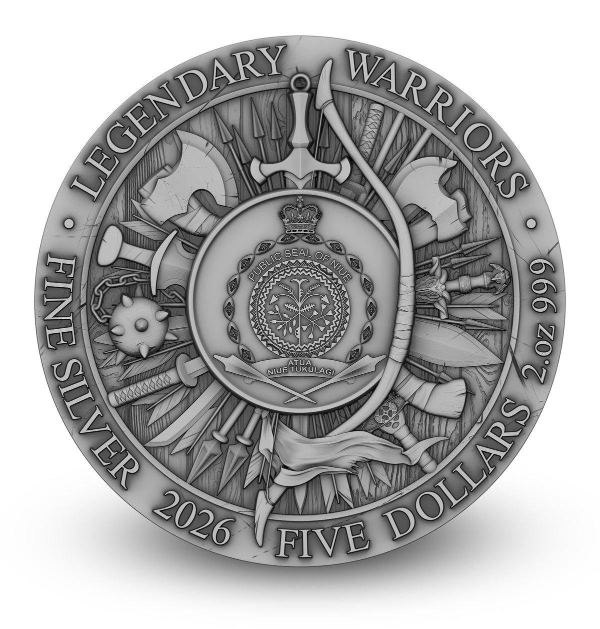 Legendary Warriors - #15. Attila the Hun 2026 - 2 oz Silbermünze High Relief Antik Finish teilvergoldet