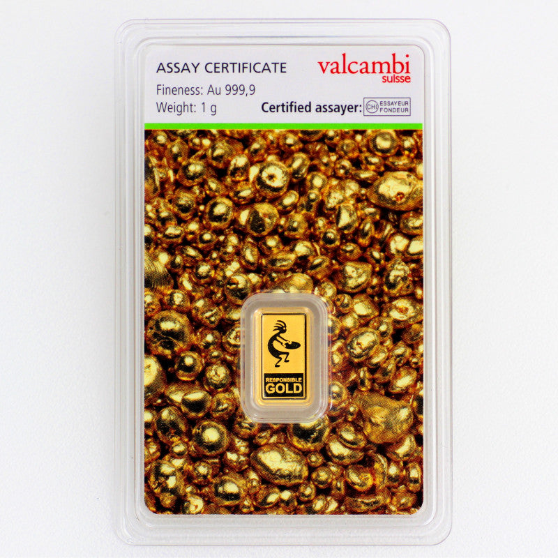 Goldbarren 1 Gramm Valcambi Auropelli 999 im Blister mit Zertifkat Responsible-Gold**