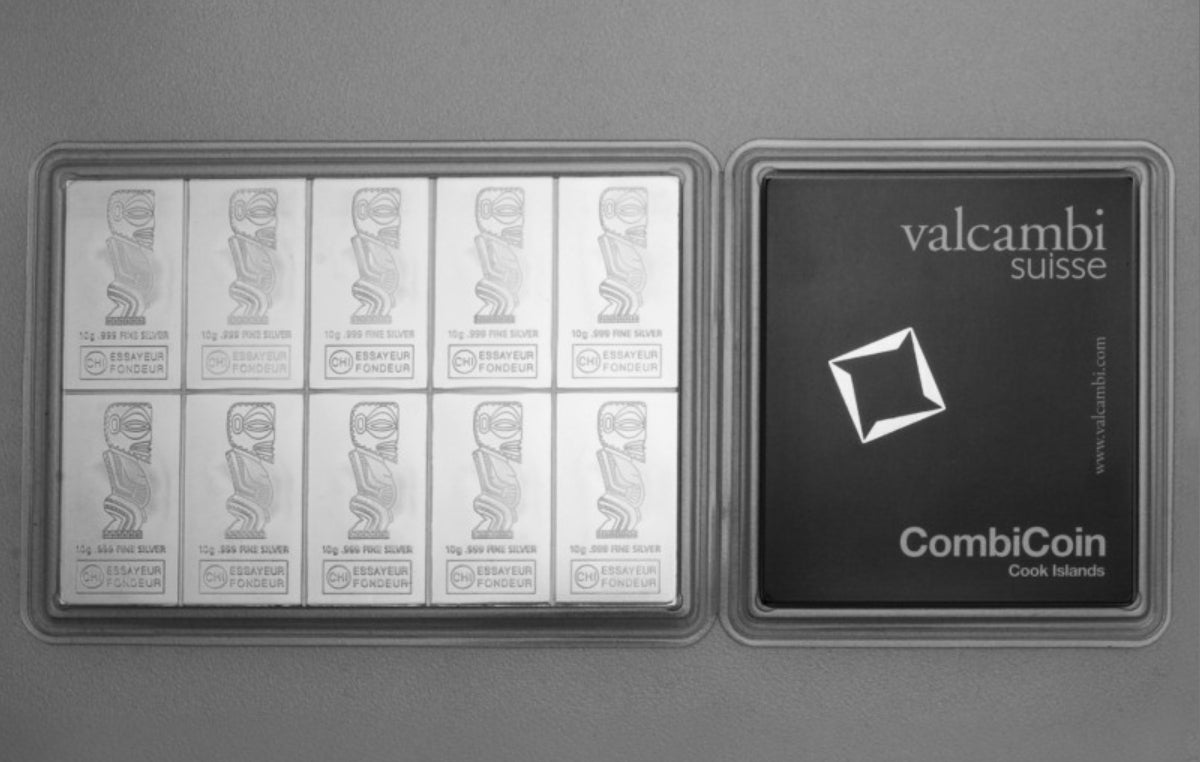 Silbertafel Valcambi "CombiCoin" 10 x 10 Gramm Silberbarren Tafelbarren
