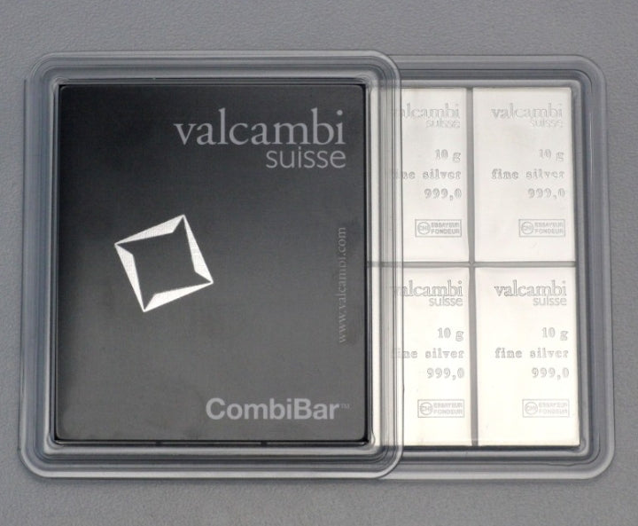 Silbertafel Valcambi "CombiBar" 10 x 10 Gramm Silberbarren Tafelbarren