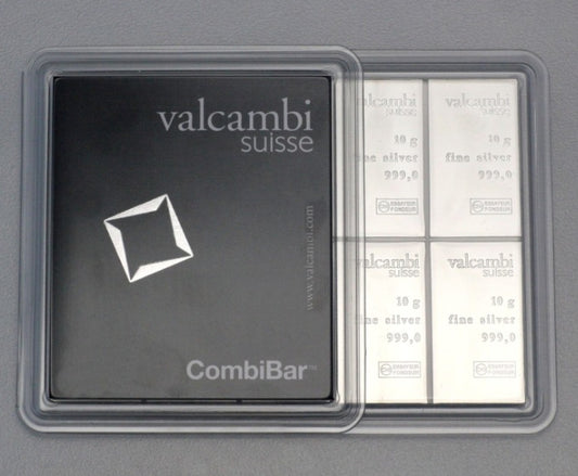 Silbertafel Valcambi "CombiBar" 10 x 10 Gramm Silberbarren Tafelbarren