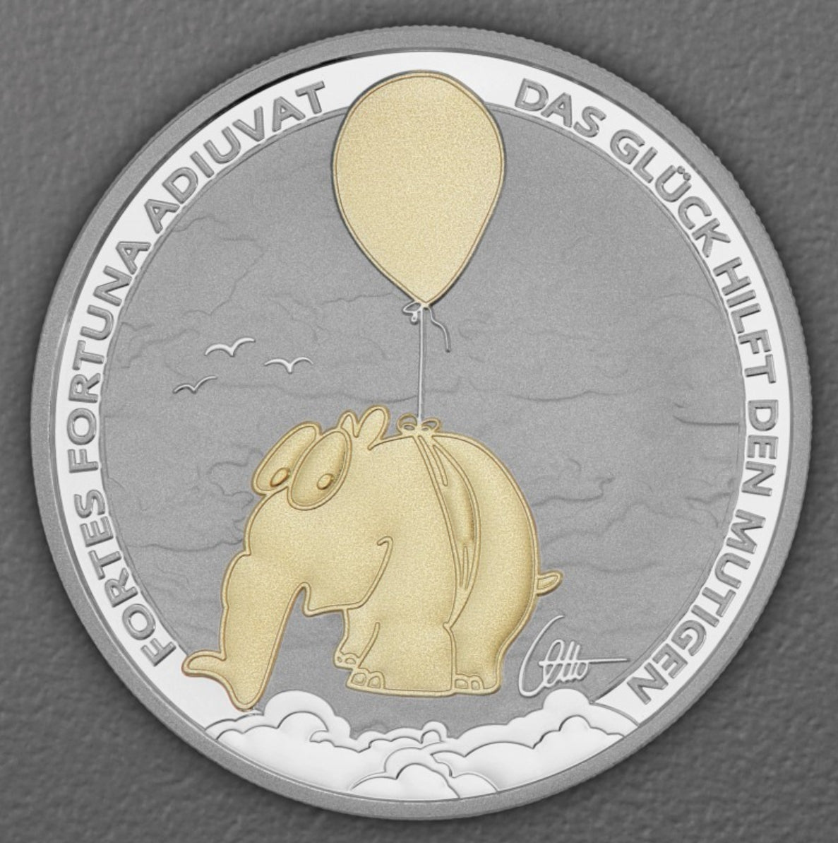 Ottifanten Ballonifant "Fortes Fortuna Adiuvat" - gilded - vergoldet  - 1 oz Silbermünze 2026