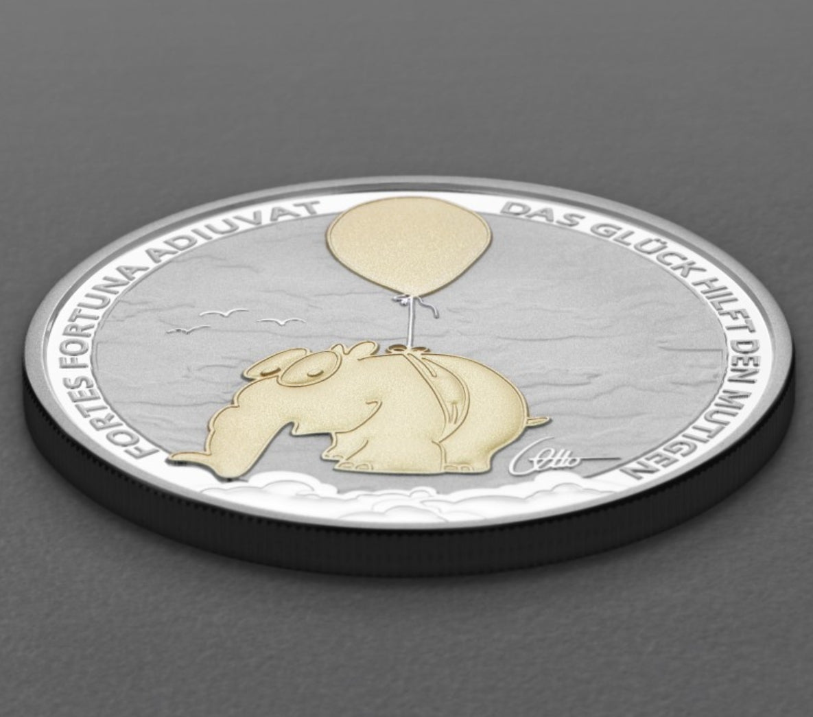Ottifanten Ballonifant "Fortes Fortuna Adiuvat" - gilded - vergoldet  - 1 oz Silbermünze 2026