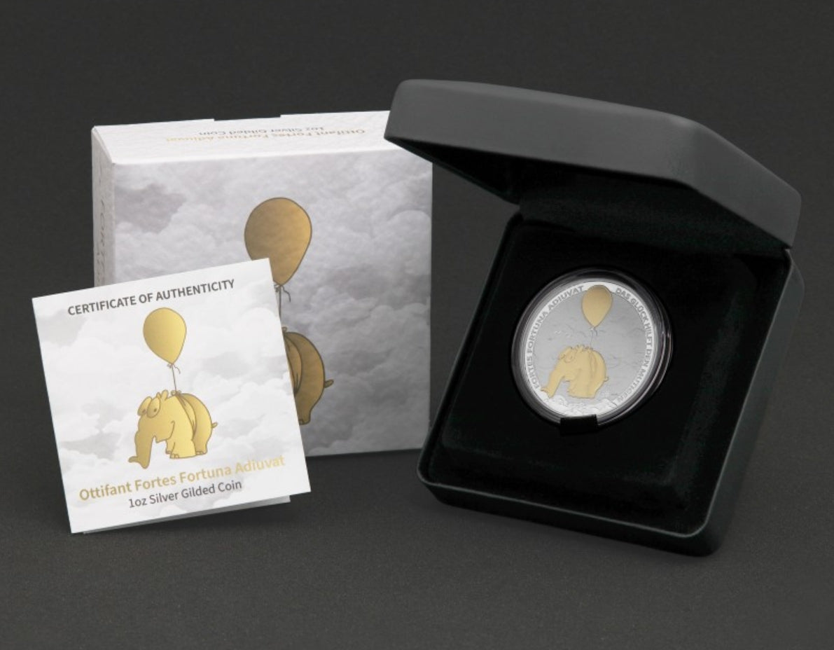 Ottifanten Ballonifant "Fortes Fortuna Adiuvat" - gilded - vergoldet  - 1 oz Silbermünze 2026