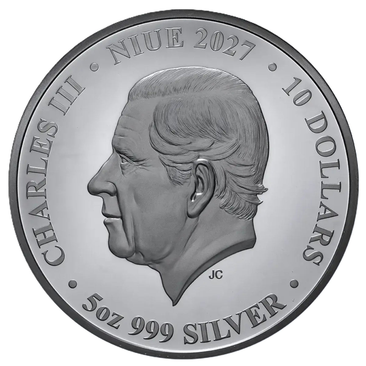 Niue - Lunar - Jahr der Ziege - 2027 - 5 oz Silbermünze Teilvergoldet Black Proof