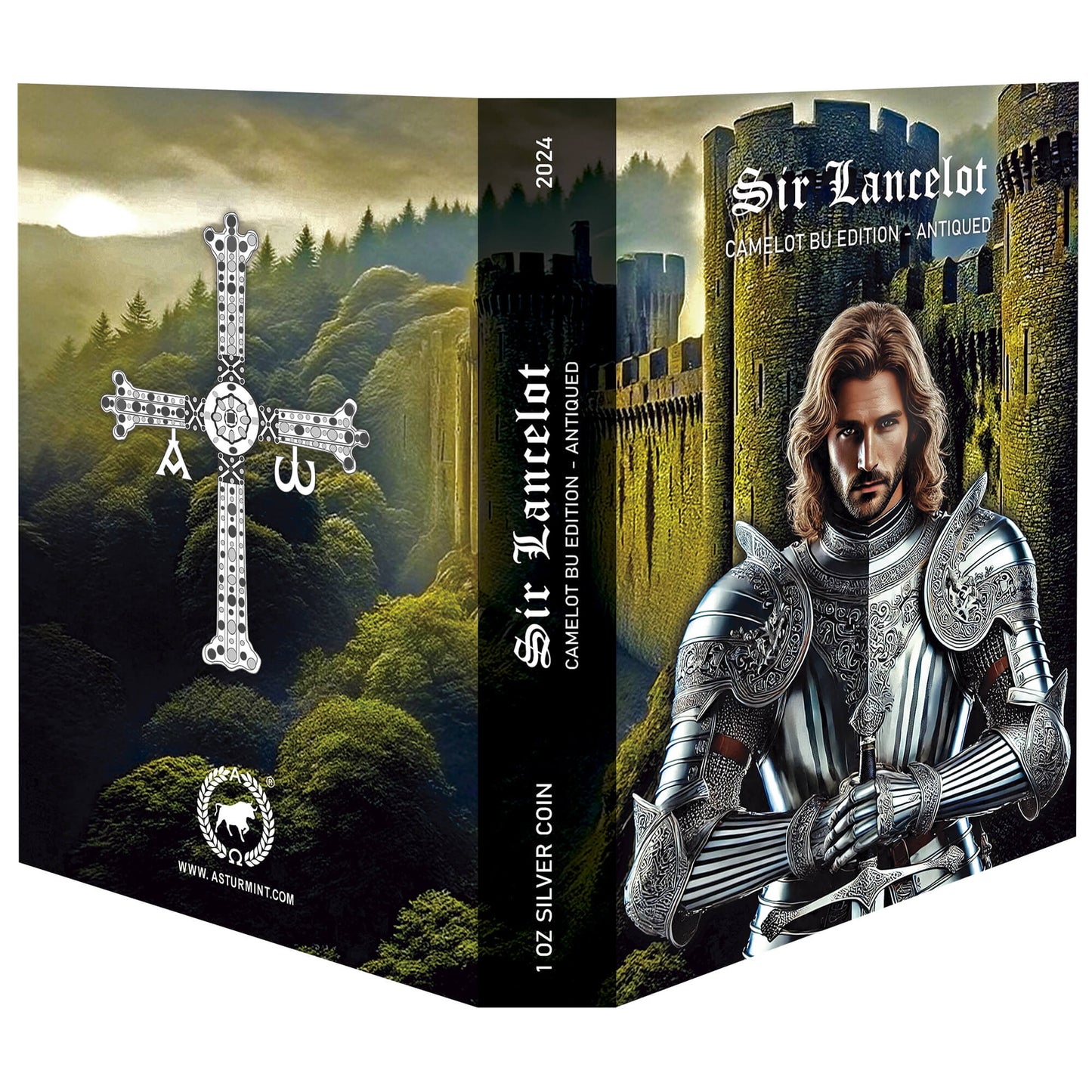 Camelot - (2). Sir Lancelot 2024 - BU Antik Finish Farbe - 1 oz Silbermünze