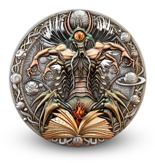 T&S - The Traveler's Guide - #2. CETALLIAN 2026 - 2 oz Silbermünze High Relief Antik Finish Farbe teilvergoldet