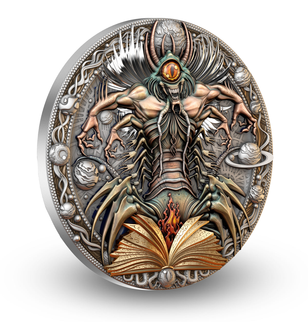 T&S - The Traveler's Guide - #2. CETALLIAN 2026 - 2 oz Silbermünze High Relief Antik Finish Farbe teilvergoldet