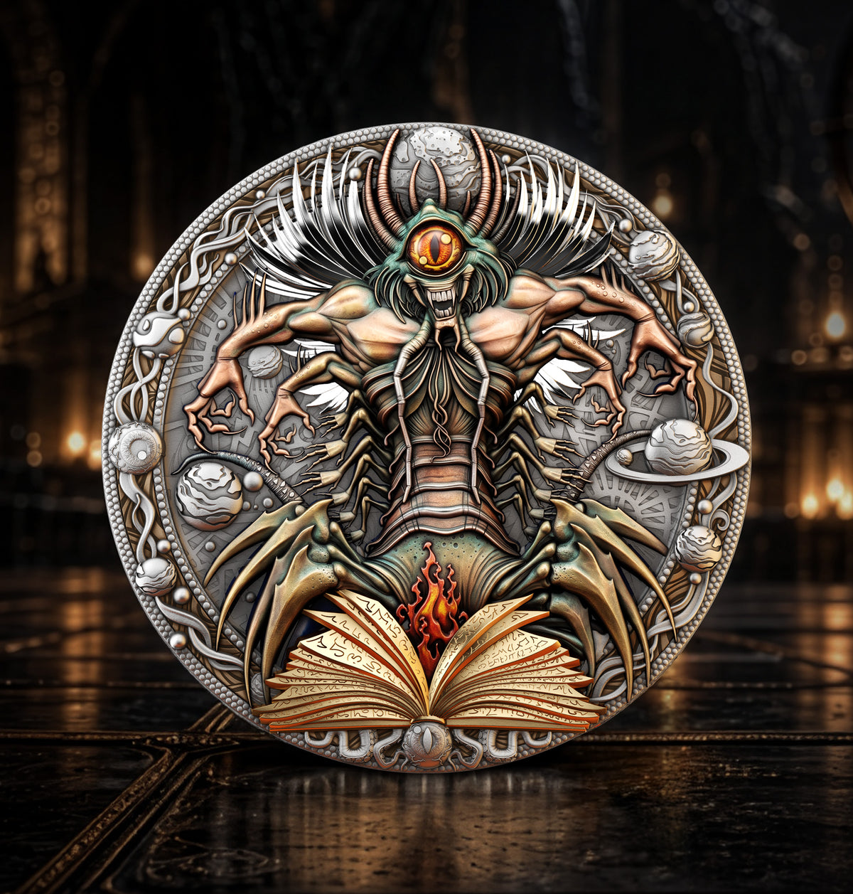 T&S - The Traveler's Guide - #2. CETALLIAN 2026 - 2 oz Silbermünze High Relief Antik Finish Farbe teilvergoldet