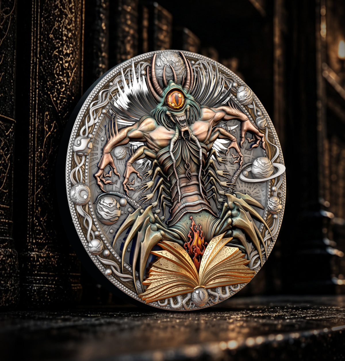 T&S - The Traveler's Guide - #2. CETALLIAN 2026 - 2 oz Silbermünze High Relief Antik Finish Farbe teilvergoldet