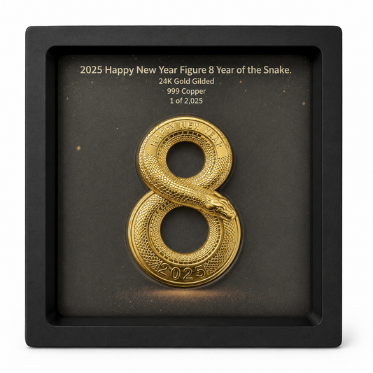 Kupfermedaille 1 oz - Happy New Year Figure 8 - Year of the Snake - Teilvergoldet