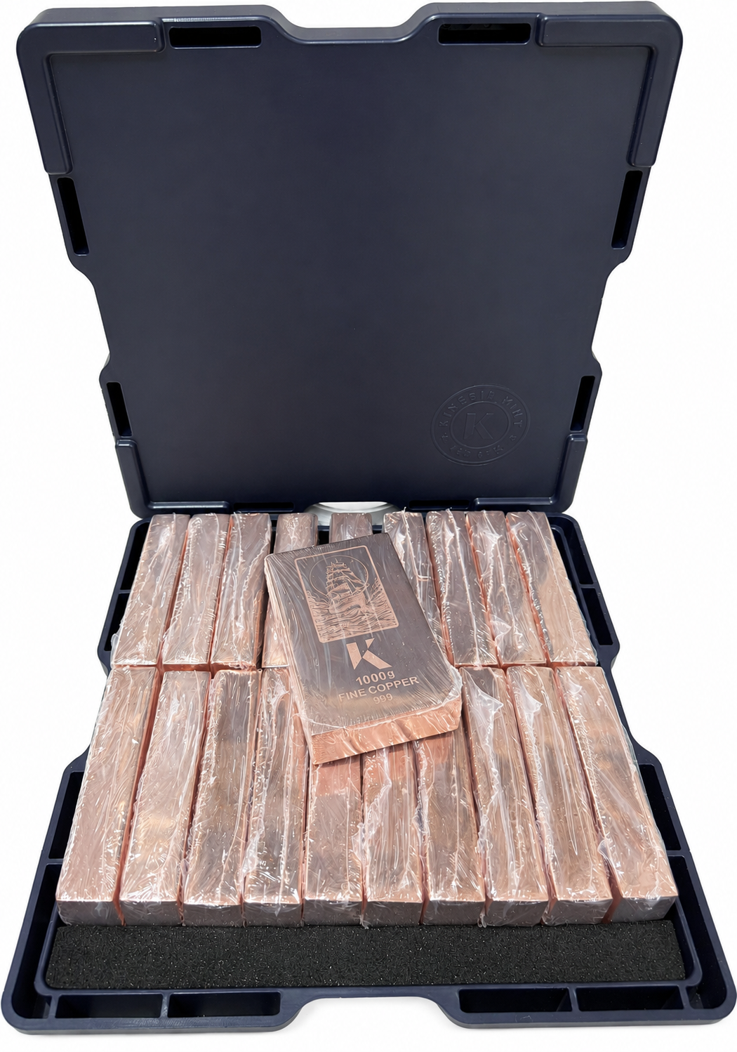Investmentpaket 20 KG Kupferbarren Kinesis  - 20 x 1 kg Kilo - aus Strang poliert 999 Kupfer