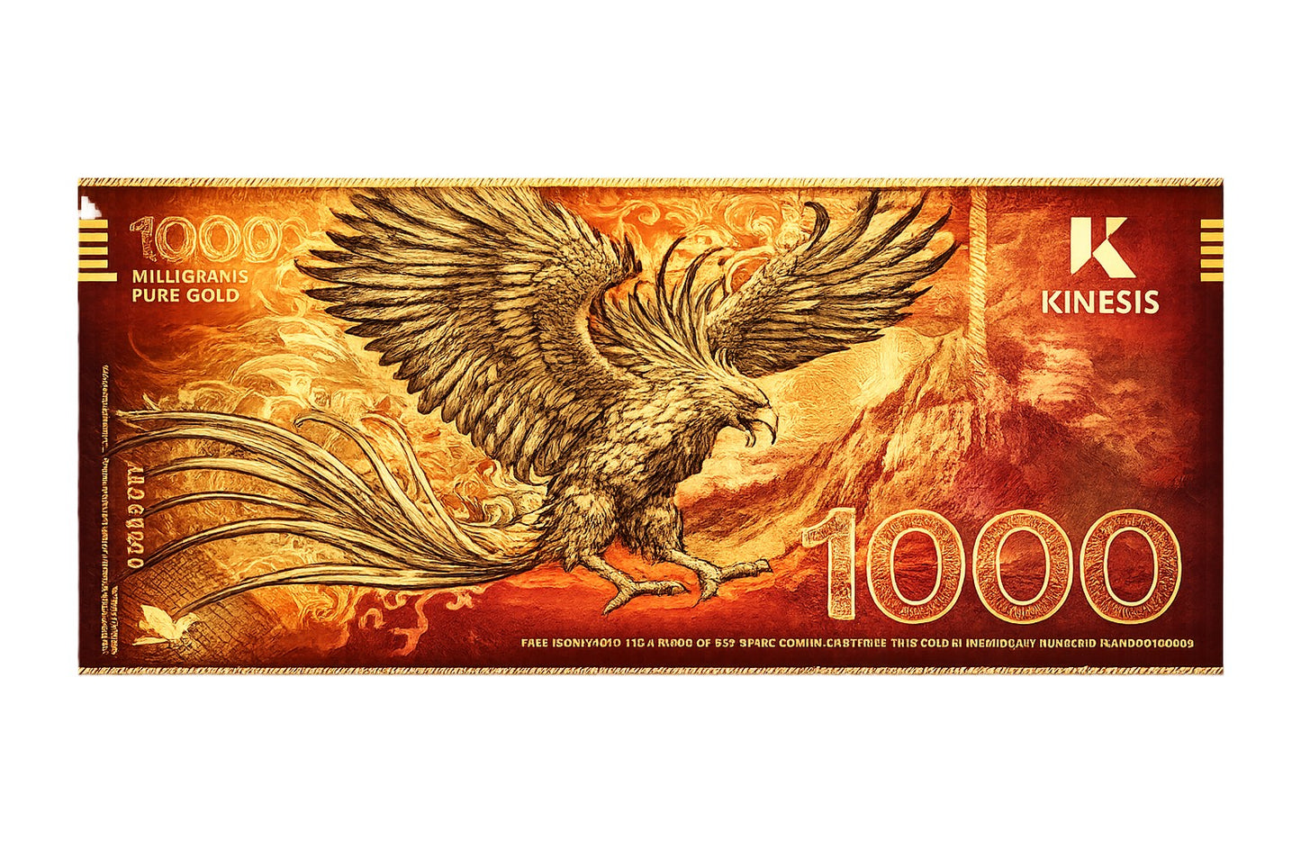 Kinesis Phoenix Goldschein 1000 mg 1 Gramm Goldbarren 999 Gold**