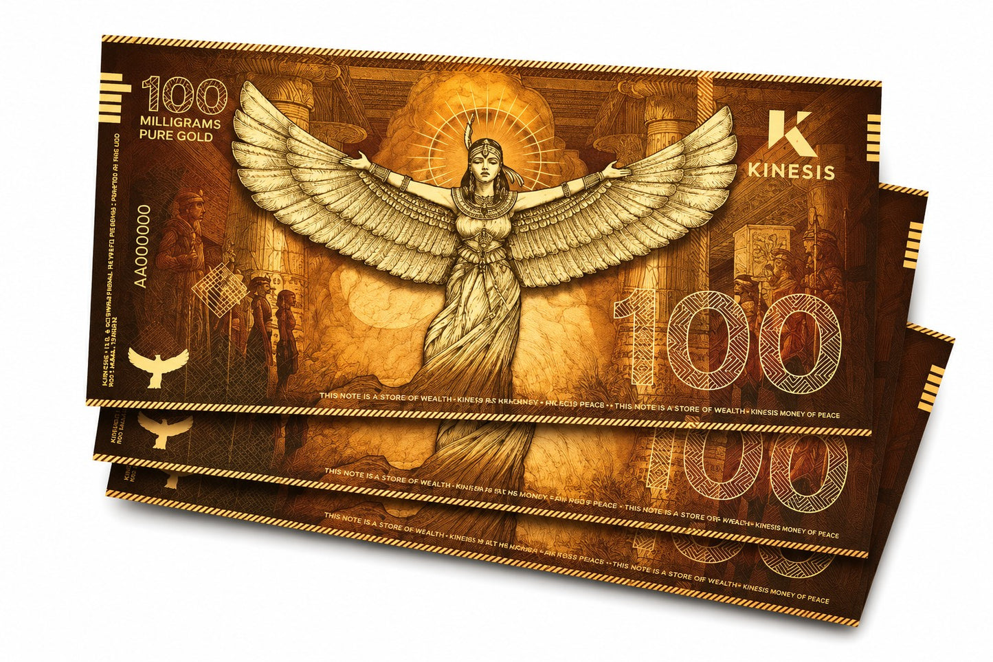 Kinesis Ma´at Goldschein 100 mg 0,1 Gramm Goldbarren 999 Gold**