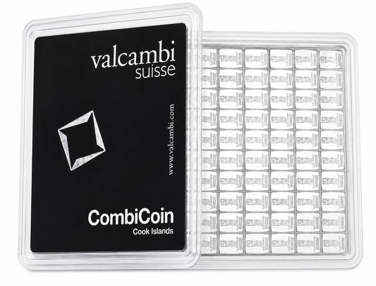 Silbertafel Valcambi "CombiCoin" 100 x 1 Gramm Silberbarren Tafelbarren Barren