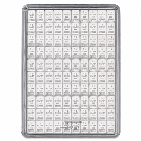 Silbertafel Valcambi "CombiBar" 100 x 1 Gramm Silberbarren Tafelbarren