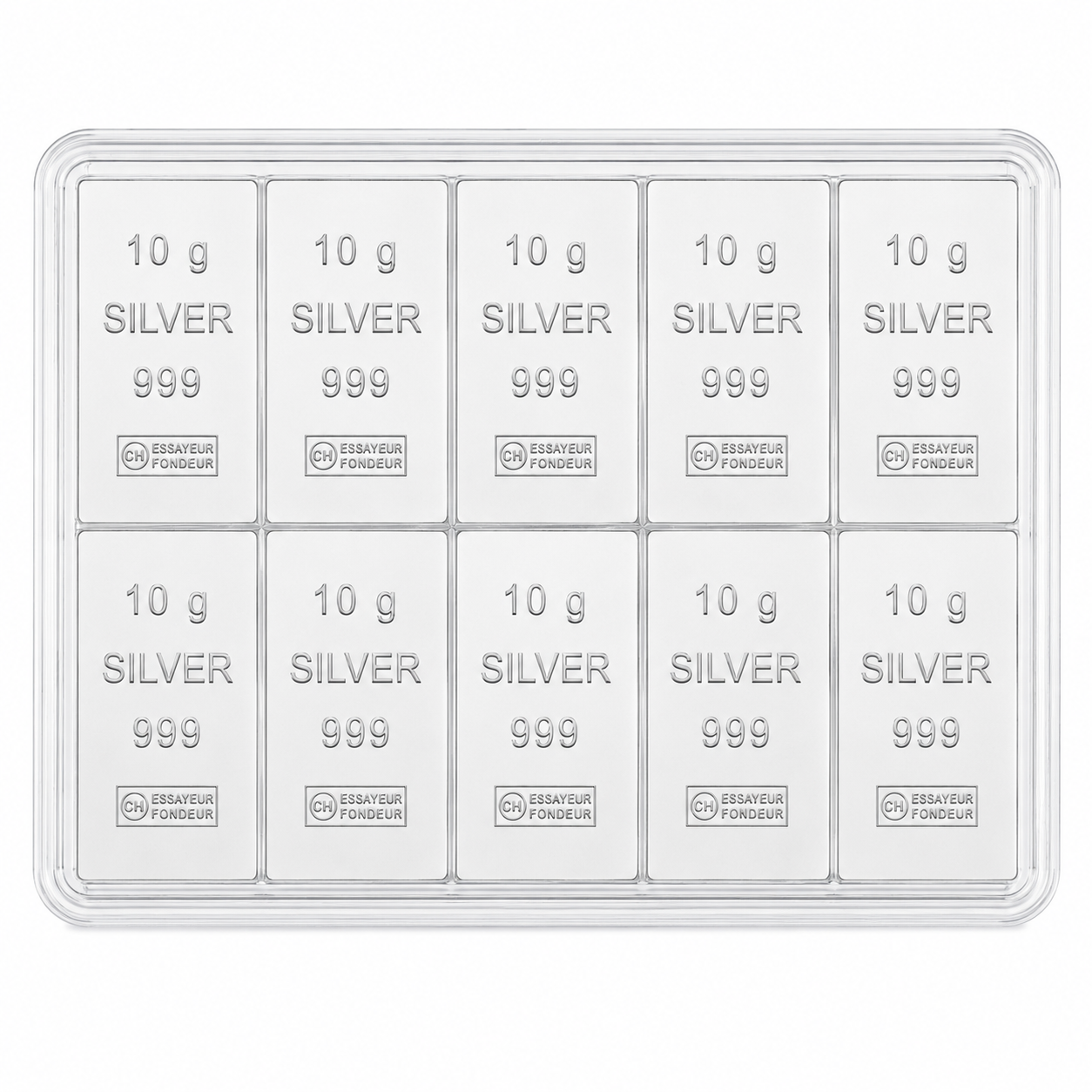 Silbertafel Valcambi "CombiBar" 10 x 10 Gramm Silber Silberbarren Tafelbarren