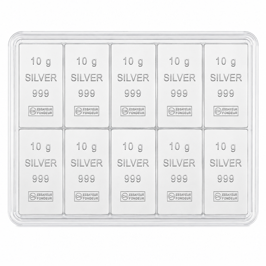 Silbertafel Valcambi "CombiBar" 10 x 10 Gramm Silber Silberbarren Tafelbarren