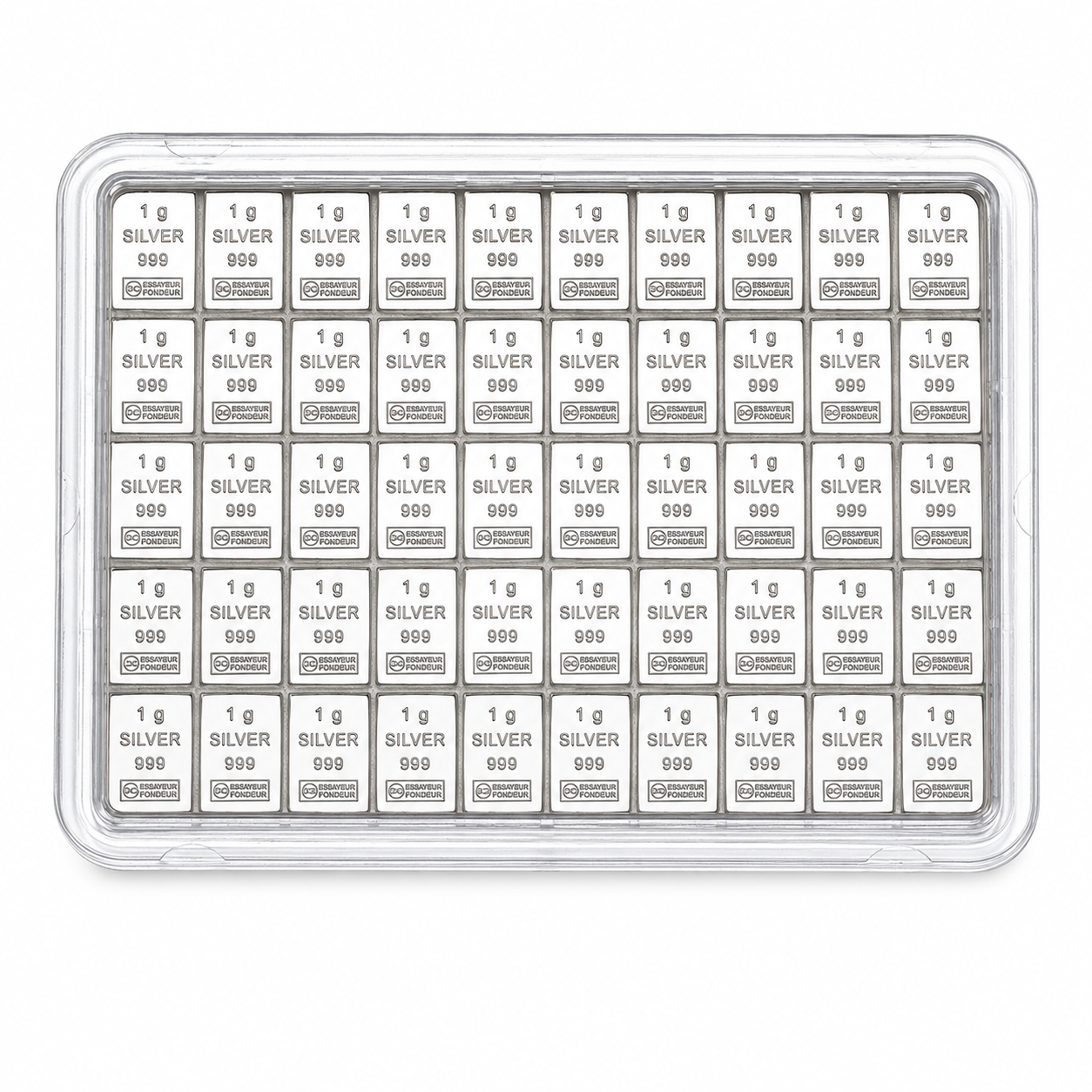 Silbertafel Valcambi "CombiBar" 50 x 1 Gramm Silberbarren Tafelbarren