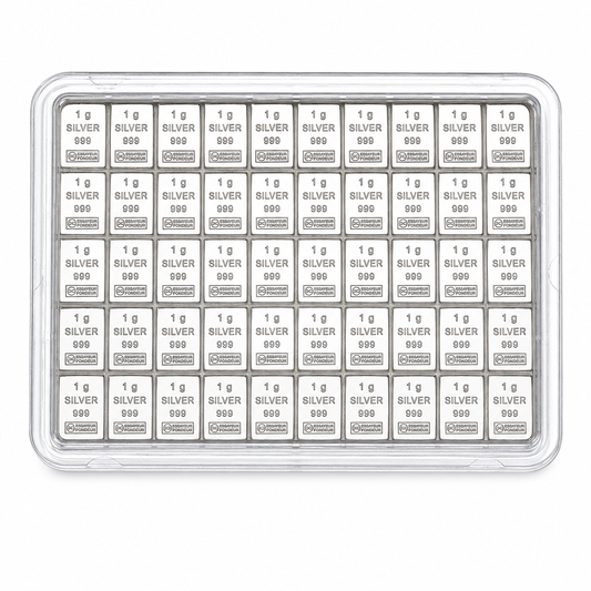 Silbertafel Valcambi "CombiBar" 50 x 1 Gramm Silberbarren Tafelbarren