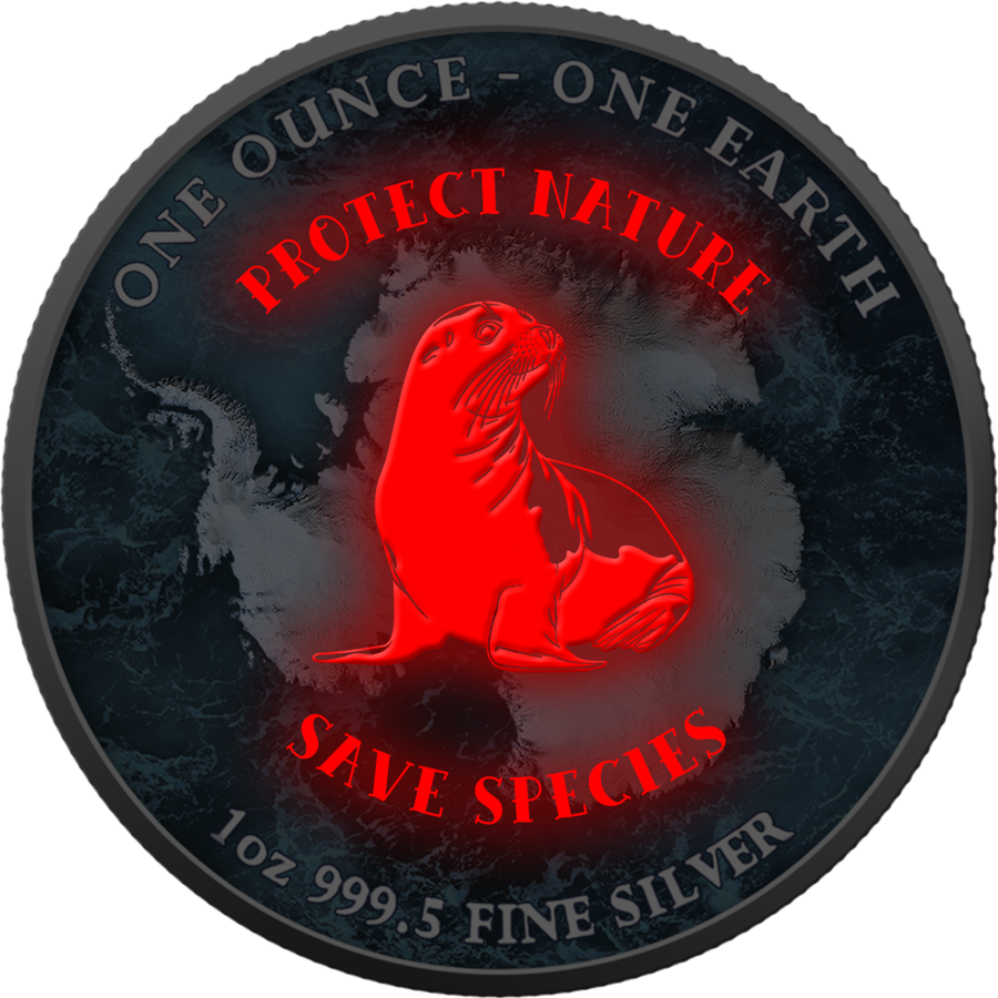 Fiji One Earth - Kontinente - Antarktis - 1 oz Silbermünze 2022 Color UV