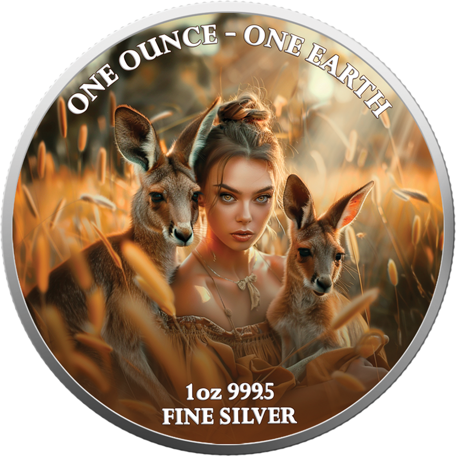 Fiji One Earth - Kontinente - Australien - 1 oz Silbermünze 2022 Color UV