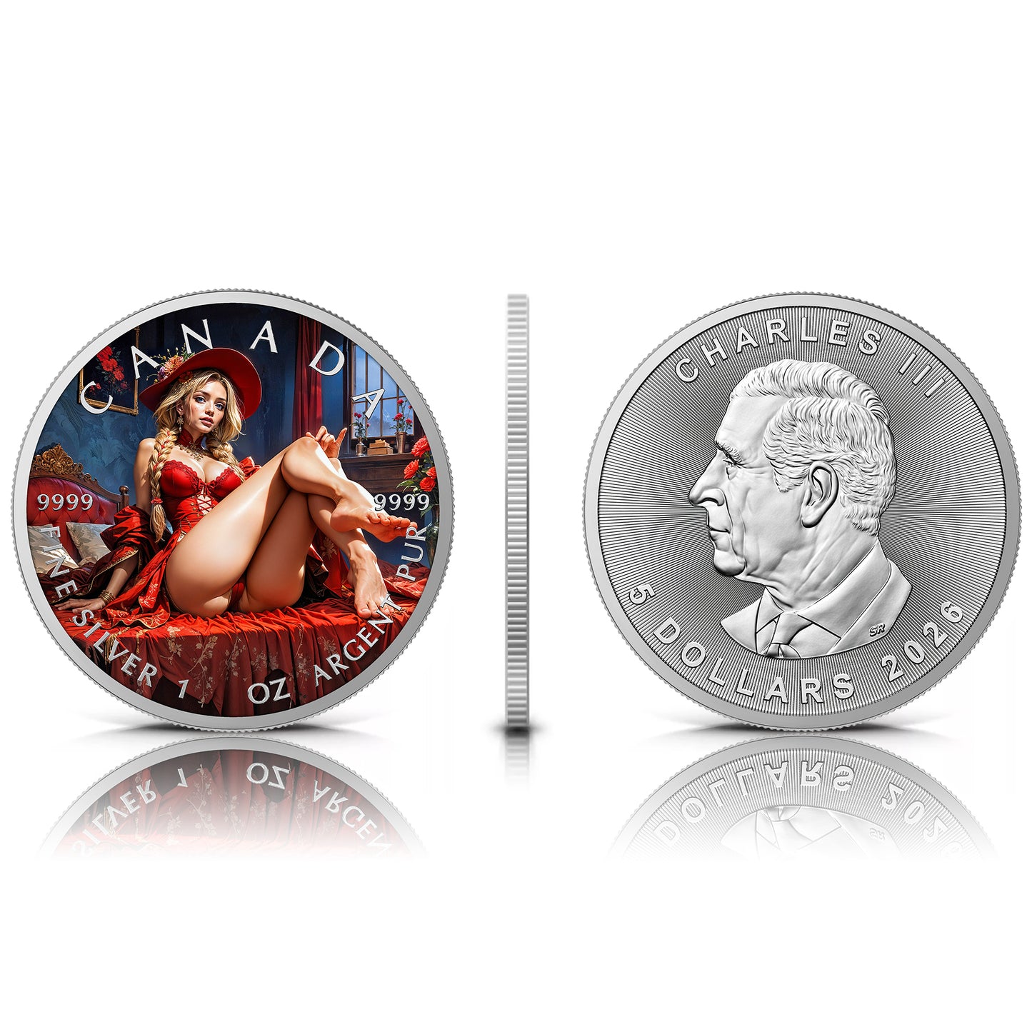 Canada 2026 - Crimson Red - 1 oz Silbermünze Farbe