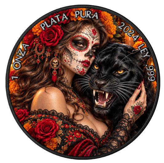 Dia de los Muertos - Special Edition - Mexico Libertad 2024 - 1 oz Silbermünze Ruthenium - Farbe