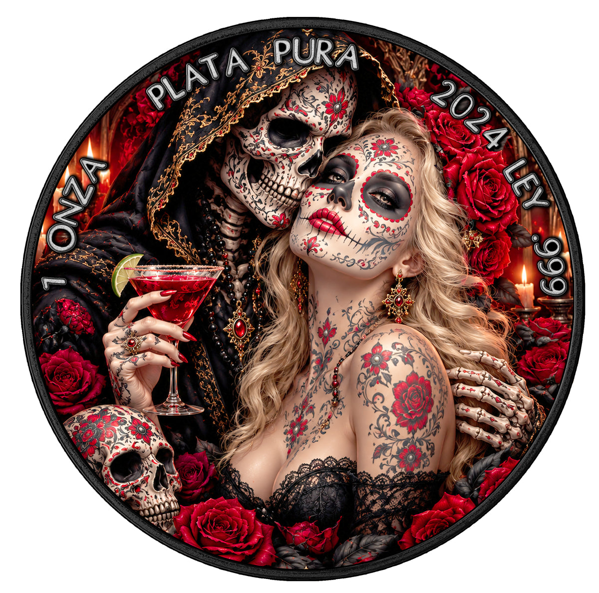 Dia de los Muertos VIII - Mexico Libertad 2024 - 1 oz Silbermünze Ruthenium - Farbe