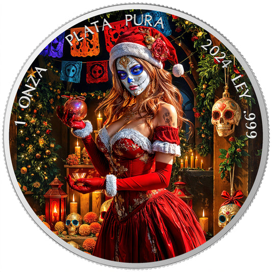 Mexico Libertad 2024 - Dia de los Muertos - Deadly Christmas - 1 oz Silbermünze***