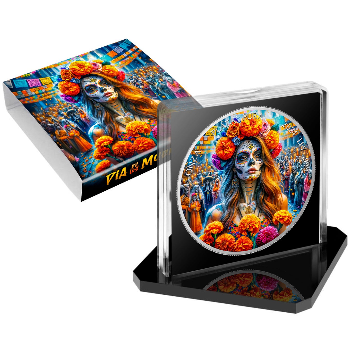 Mexico Libertad 2024 - Dia de los Muertos - Flowers - 1 oz Silbermünze